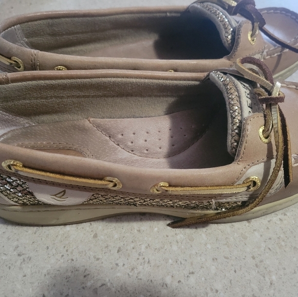 GUC-Sperry Top Sider Angelfish Leather Boat Shoes Women’s Size 6.5 M Gold Sequin - Picture 11 of 12